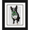 thumbnail image 1 of Fab Funky 12x14 Black Ornate Wood Framed with Double Matting Museum Art Print Titled - Boston Terrier With Green Moustache And Spotty Green Bow Tie, 1 of 4