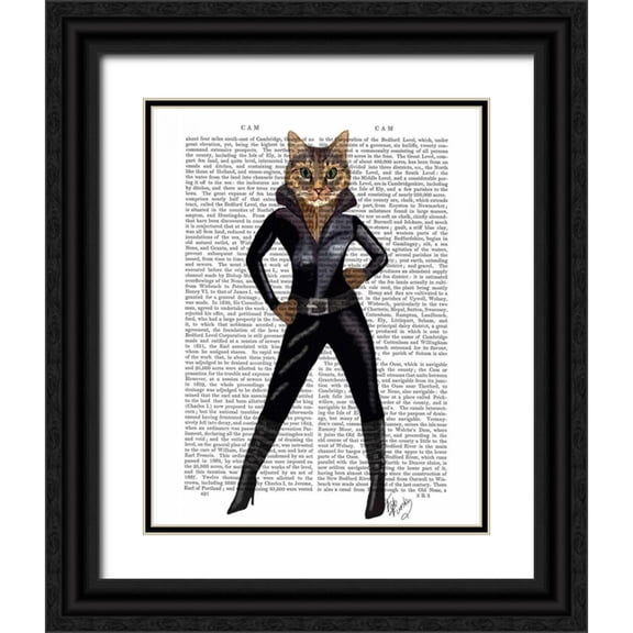 Fab Funky 12x14 Black Ornate Wood Framed with Double Matting Museum Art Print Titled - Catwoman