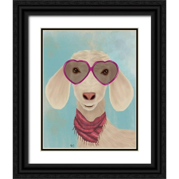 Fab Funky 12x14 Black Ornate Wood Framed with Double Matting Museum Art Print Titled - Goat Heart Glasses