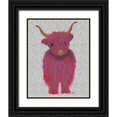 thumbnail image 1 of Fab Funky 12x14 Black Ornate Wood Framed with Double Matting Museum Art Print Titled - Highland Cow 7, Pink And Purple, Full, 1 of 4