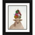 thumbnail image 1 of Fab Funky 12x14 Black Ornate Wood Framed with Double Matting Museum Art Print Titled - Sheep with Wool Hat, Portrait, 1 of 4