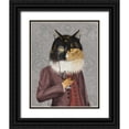 thumbnail image 1 of Fab Funky 12x14 Black Ornate Wood Framed with Double Matting Museum Art Print Titled - Tortoiseshell Cat and Brandy Glass, 1 of 4