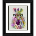 thumbnail image 1 of Fab Funky 12x14 Black Ornate Wood Framed with Double Matting Museum Art Print Titled - Zebra Rainbow Splash 1, 1 of 4