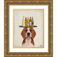 thumbnail image 1 of Fab Funky 12x14 Gold Ornate Wood Framed with Double Matting Museum Art Print Titled - Beagle Beer Lover, 1 of 4