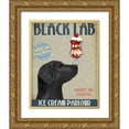 thumbnail image 1 of Fab Funky 12x14 Gold Ornate Wood Framed with Double Matting Museum Art Print Titled - Black Labrador Ice Cream, 1 of 4