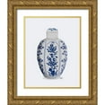 thumbnail image 1 of Fab Funky  12x14 Gold Ornate Wood Framed with Double Matting Museum Art Print Titled - Chinoiserie Vase Vine Blue, 1 of 4