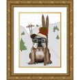 thumbnail image 1 of Fab Funky 12x14 Gold Ornate Wood Framed with Double Matting Museum Art Print Titled - English Bulldog, Skiing, 1 of 4