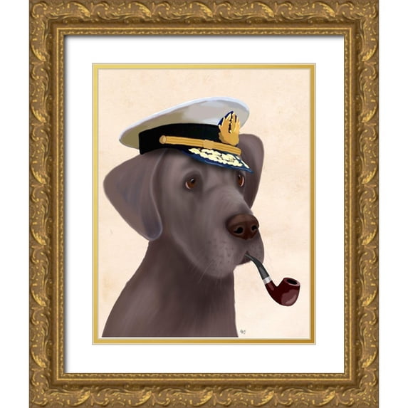 Fab Funky 12x14 Gold Ornate Wood Framed with Double Matting Museum Art Print Titled - Great Dane Sea Dog