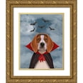 thumbnail image 1 of Fab Funky 12x14 Gold Ornate Wood Framed with Double Matting Museum Art Print Titled - Halloween Beagle and Bats, 1 of 4