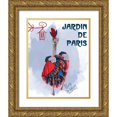 thumbnail image 1 of Fab Funky 12x14 Gold Ornate Wood Framed with Double Matting Museum Art Print Titled - Ostrich, Can Can in Red and Blue, 1 of 4