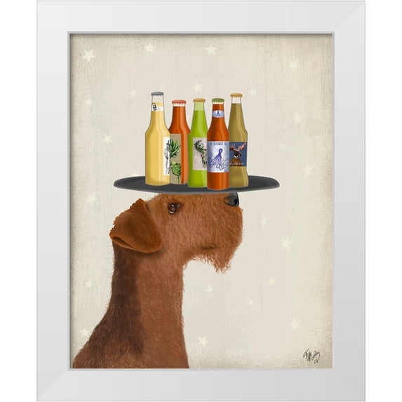 Fab Funky 12x14 White Modern Wood Framed Museum Art Print Titled - Airdale Beer Lover