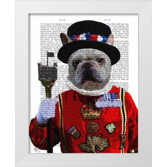 Fab Funky 12x14 White Modern Wood Framed Museum Art Print Titled - Bulldog Beefeater