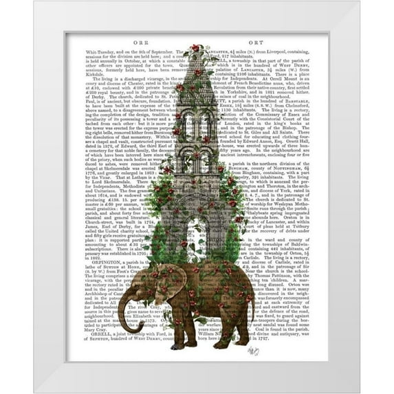Fab Funky 12x14 White Modern Wood Framed Museum Art Print Titled - Elephant Tower