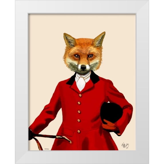 Fab Funky 12x14 White Modern Wood Framed Museum Art Print Titled - Fox Hunter 2 Portrait