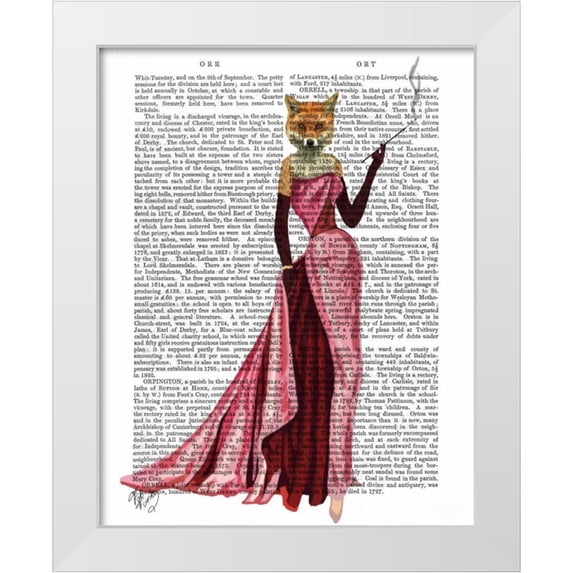 Fab Funky 12x14 White Modern Wood Framed Museum Art Print Titled - Glamour Fox in Pink