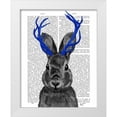 thumbnail image 1 of Fab Funky 12x14 White Modern Wood Framed Museum Art Print Titled - Jackalope with Blue Antlers, 1 of 4
