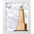 thumbnail image 1 of Fab Funky 12x14 White Modern Wood Framed Museum Art Print Titled - Lighthouse on Vintage Map Image, 1 of 4