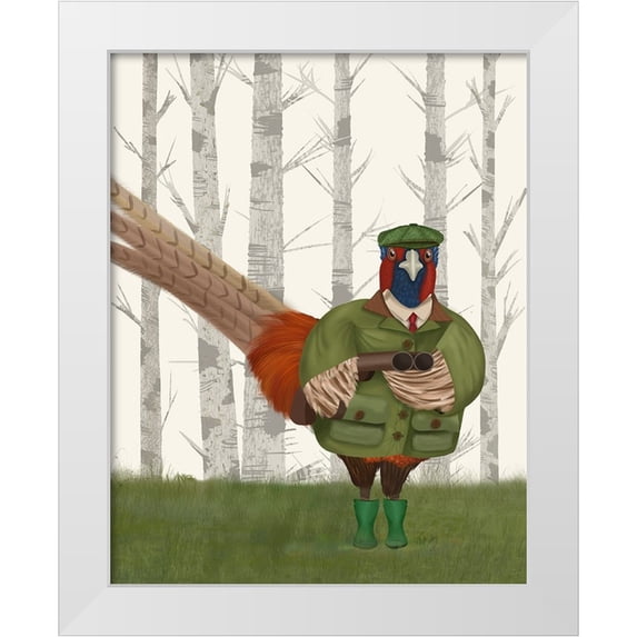 Fab Funky 12x14 White Modern Wood Framed Museum Art Print Titled - Pheasant Shooting Party 7