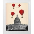 thumbnail image 1 of Fab Funky 12x14 White Modern Wood Framed Museum Art Print Titled - US Capitol Building and Red Hot Air Balloons, 1 of 4