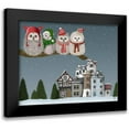 thumbnail image 1 of Fab Funky 14x12 Black Modern Framed Museum Art Print Titled - Christmas Christmas Owl Village, 1 of 5