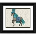 thumbnail image 1 of Fab Funky 14x12 Black Ornate Wood Framed with Double Matting Museum Art Print Titled - Niraj Horse, Blue, 1 of 4