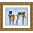 thumbnail image 1 of Fab Funky 14x12 Gold Ornate Wood Framed with Double Matting Museum Art Print Titled - Ostrich, Party Gals, 1 of 4