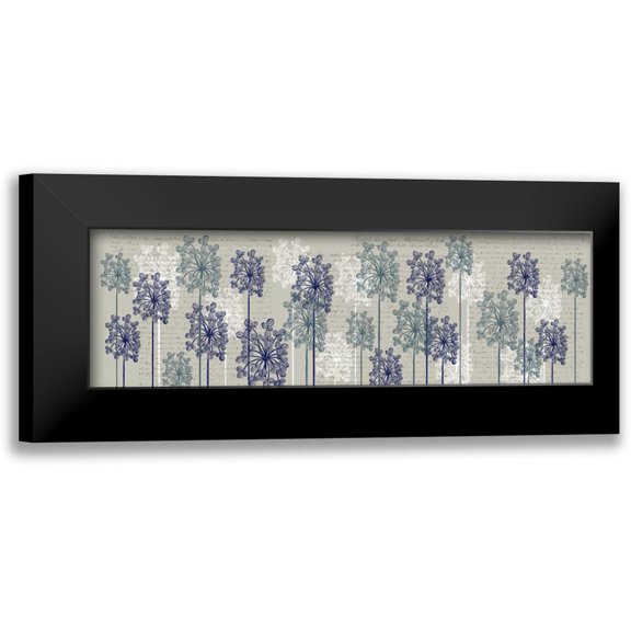 Fab Funky 14x7 Black Modern Framed Museum Art Print Titled - Bubble Trees, Midnight
