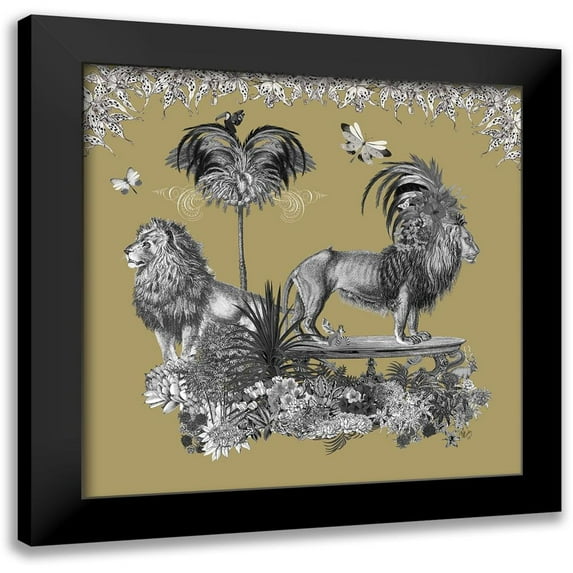 Fab Funky 15x15 Black Modern Framed Museum Art Print Titled - Livoris Feritas Lion Design, Square