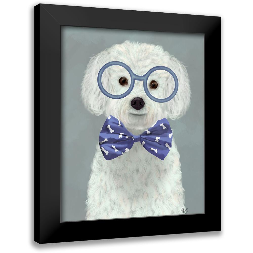 Fab Funky 15x18 Black Modern Framed Museum Art Print Titled - Bichon Frise with Glasses and Bow Tie - image 1 of 5