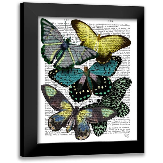 Fab Funky 15x18 Black Modern Framed Museum Art Print Titled - Big Bold Butterflies 6