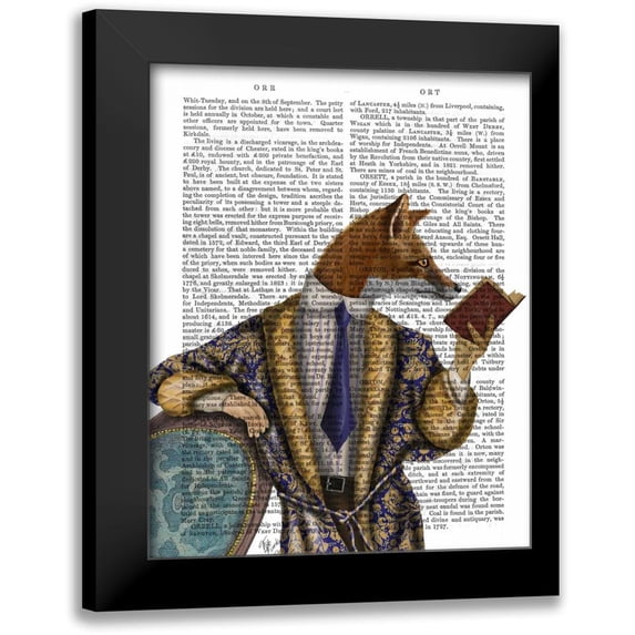 Fab Funky 15x18 Black Modern Framed Museum Art Print Titled - Book Reader Fox