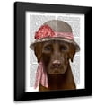 thumbnail image 1 of Fab Funky 15x18 Black Modern Framed Museum Art Print Titled - Chocolate Labrador Hat and Pink Scarf, 1 of 5