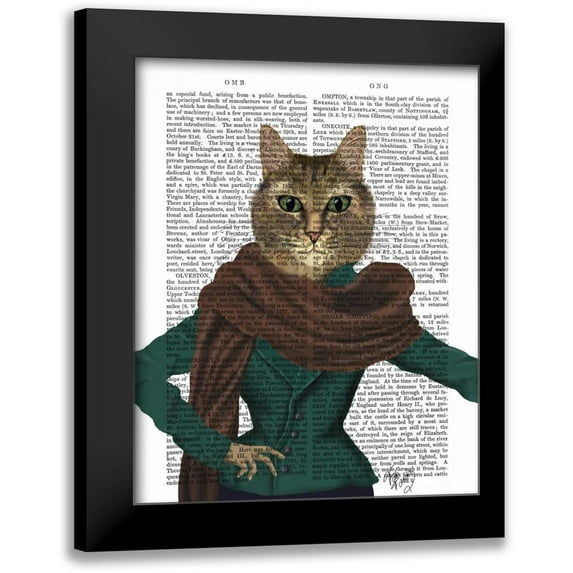 Fab Funky 15x18 Black Modern Framed Museum Art Print Titled - Feline Fashionista