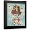 thumbnail image 1 of Fab Funky 15x18 Black Modern Framed Museum Art Print Titled - Flamingos in Teacup, 1 of 5