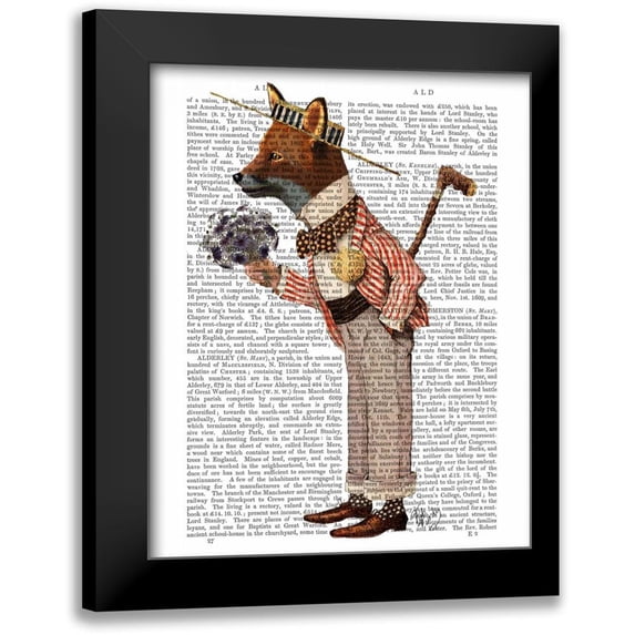 Fab Funky 15x18 Black Modern Framed Museum Art Print Titled - Fox in Boater