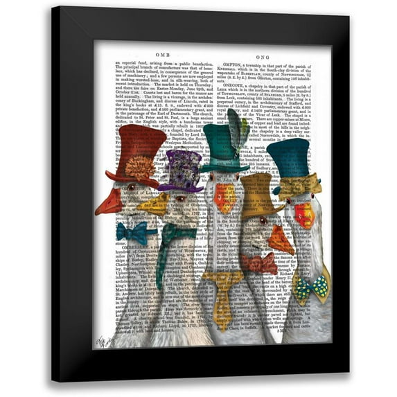 Fab Funky 15x18 Black Modern Framed Museum Art Print Titled - Gaggle Of Geese