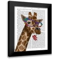 thumbnail image 1 of Fab Funky 15x18 Black Modern Framed Museum Art Print Titled - Giraffe and Flower Glasses 2, 1 of 5