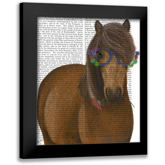 Fab Funky 15x18 Black Modern Framed Museum Art Print Titled - Horse and Flower Glasses
