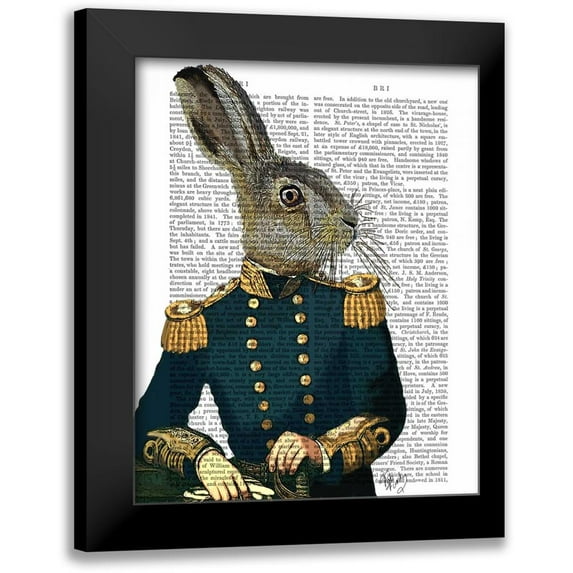 Fab Funky 15x18 Black Modern Framed Museum Art Print Titled - Lieutenant Hare