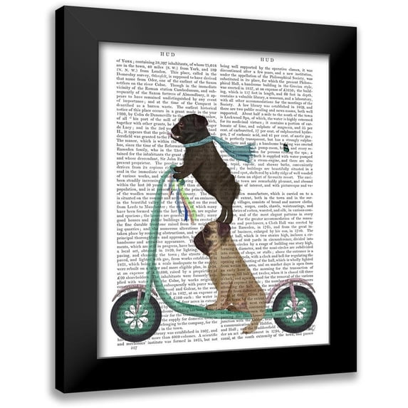 Fab Funky 15x18 Black Modern Framed Museum Art Print Titled - Pug Scooter