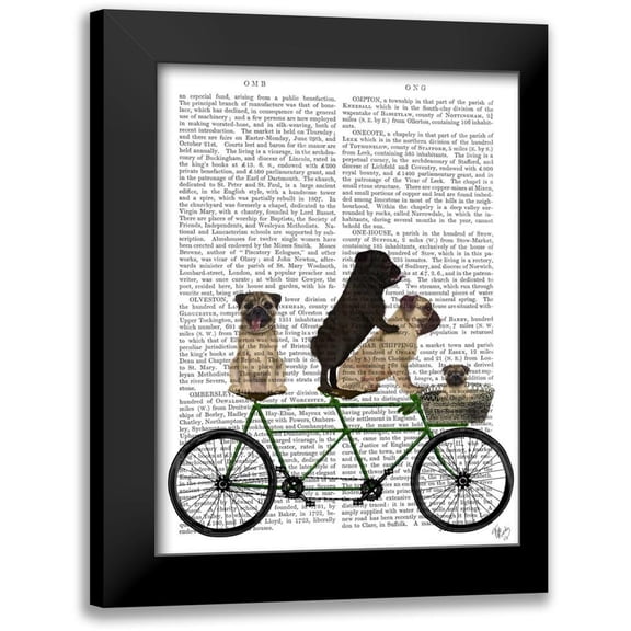 Fab Funky 15x18 Black Modern Framed Museum Art Print Titled - Pug Tandem