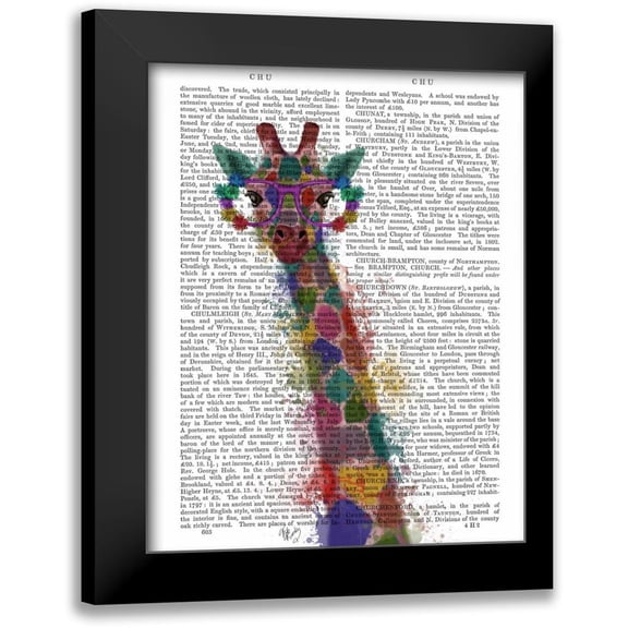 Fab Funky 15x18 Black Modern Framed Museum Art Print Titled - Rainbow Splash Giraffe 1