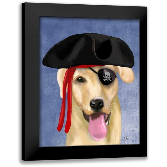 Fab Funky 15x18 Black Modern Framed Museum Art Print Titled - Yellow Labrador Pirate