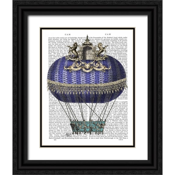 Fab Funky 15x18 Black Ornate Wood Framed with Double Matting Museum Art Print Titled - Baroque Fantasy Balloon 4
