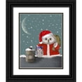 thumbnail image 1 of Fab Funky 15x18 Black Ornate Wood Framed with Double Matting Museum Art Print Titled - Christmas Santa Owl, 1 of 4