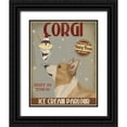thumbnail image 1 of Fab Funky 15x18 Black Ornate Wood Framed with Double Matting Museum Art Print Titled - Corgi, Tan, Ice Cream, 1 of 4