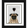 thumbnail image 1 of Fab Funky 15x18 Black Ornate Wood Framed with Double Matting Museum Art Print Titled - Dog Au Vin, Pug, 1 of 4