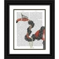 thumbnail image 1 of Fab Funky 15x18 Black Ornate Wood Framed with Double Matting Museum Art Print Titled - Flamingo and Pearls, Portrait, 1 of 4