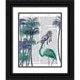 thumbnail image 1 of Fab Funky 15x18 Black Ornate Wood Framed with Double Matting Museum Art Print Titled - Green Flamingo Palm Trees, 1 of 4