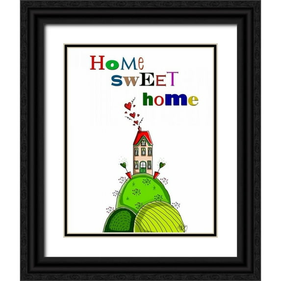 Fab Funky 15x18 Black Ornate Wood Framed with Double Matting Museum Art Print Titled - Home Sweet Home